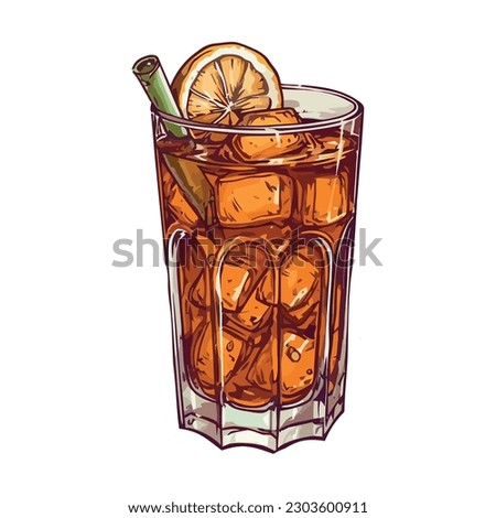 Hand drops fresh lemon into whiskey cocktail glass over white