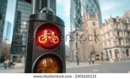 Red traffic light for cyclists in the city of London	