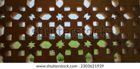 Blurred abstract ornament with a background of a rice field view