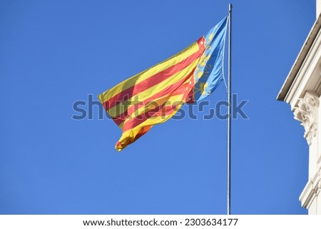 One flag in the wind in the province of Alicante, Costa Blanca, Spain