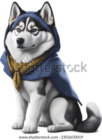 Siberian Husky Color Peeking Dogs. Color image isolated on a white background. Dog portrait, Vector illustration