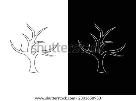 Tree logo line art vector illustration design, minimalist tree logo design.