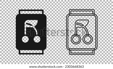 Black Soda can icon isolated on transparent background.  Vector