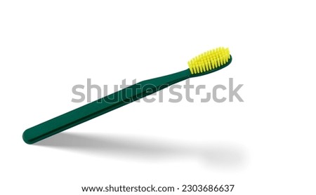 Cut out green toothbrush. Hygiene and daily teeth protection.