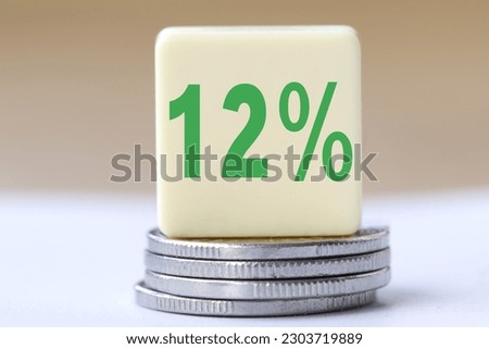 The concept of the word 20 percent on coins. Business concept.