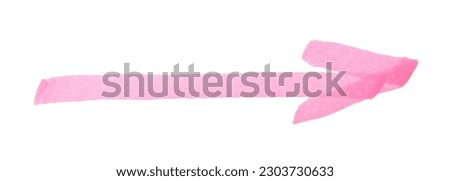 Arrow drawn with pink marker on white background, top view Royalty-Free Stock Photo #2303730633