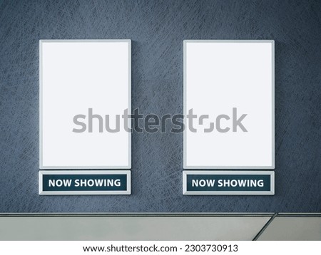 Mock up poster frame Now showing movie Poster in on Cinema Movie theatre Royalty-Free Stock Photo #2303730913