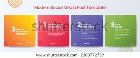 Modern social media post template with trendy gradient colors and graphics along with text Royalty-Free Stock Photo #2303772739