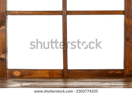 Wooden window frame isolated on white background, closeup Royalty-Free Stock Photo #2303774335