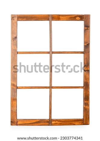 Wooden window frame isolated on white background Royalty-Free Stock Photo #2303774341