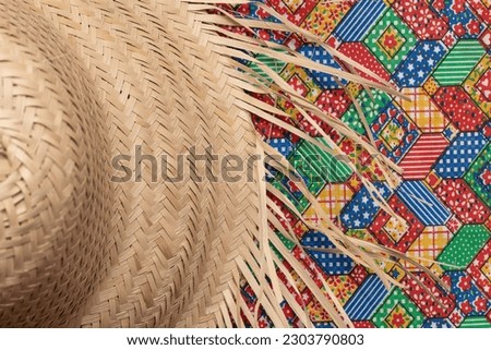 straw hat on brazilian june party background