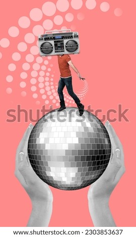Artwork picture of person with a boom box on head