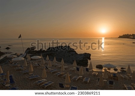 Sunset in the bay south of the town of Diamante in the Calabria region