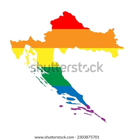 Croatia country silhouette. Country map silhouette in rainbow colors of LGBT flag.