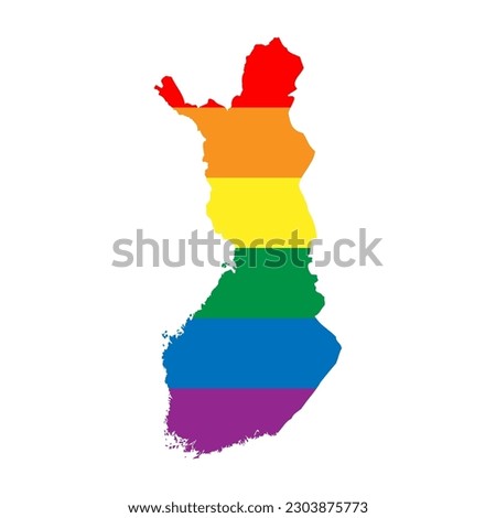 Finland country silhouette. Country map silhouette in rainbow colors of LGBT flag.
