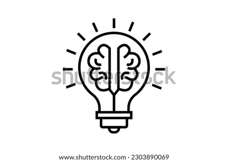 Creative idea icon. Brain in light bulb. icon related to creative idea, innovation, solution, education. Line icon style. Simple vector design editable