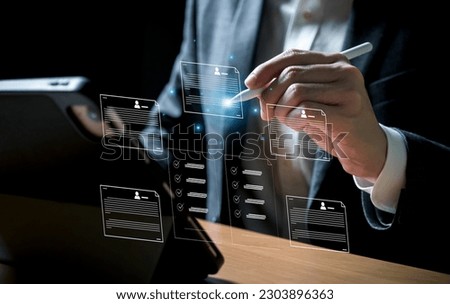 People using Digital tablet while edit online shared document that can access online from cloud service. Work anywhere that can approve or correct file with real time storage and backup