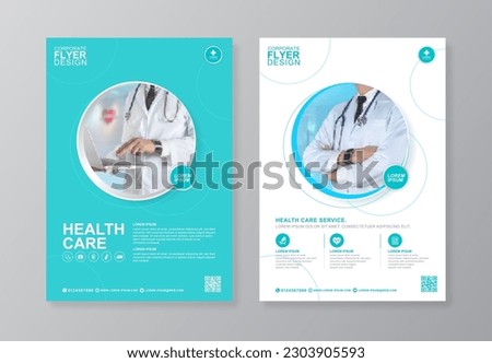Corporate healthcare cover, back page a4 template and flat icons for a report and brochure design, flyer, banner, leaflets decoration for printing and presentation vector illustration