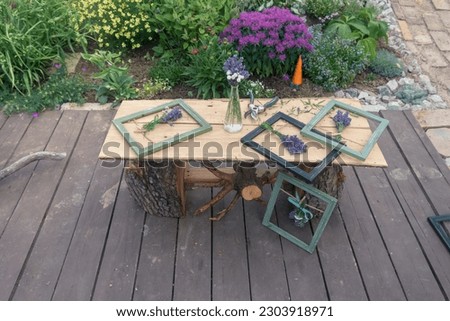 simple ideas for lavender images in the frame on the table in the garden
