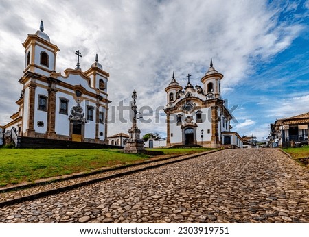 Historic city of Mariana-MG, colonial Brazil. Royalty-Free Stock Photo #2303919751