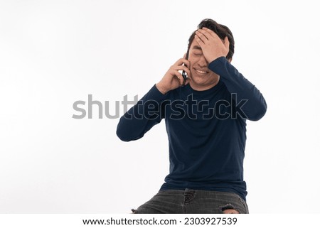ANGRY MAN TALKING ON THE PHONE WHITE BACKGROUND 2