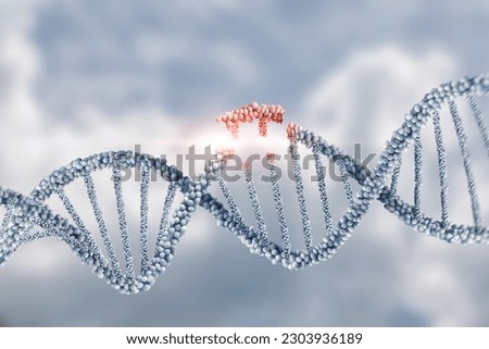 Collapsing DNA molecules on a blurred background. Royalty-Free Stock Photo #2303936189