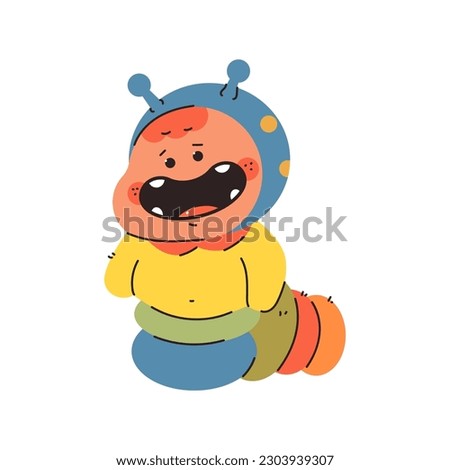 Cute caterpillar monster vector character illustration isolated on a white background.