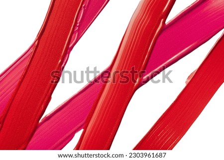 Lip gloss pink red smudge on white background