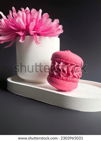 Macarons and flowers, sweet picture 