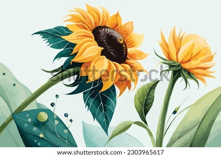 Sunflower Watercolor Floral art collection