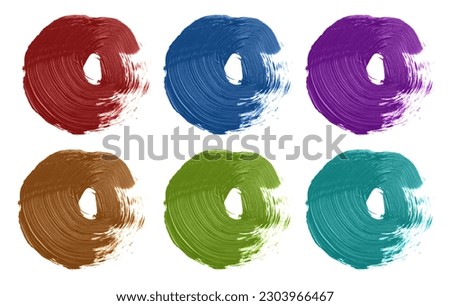 Set of Art color oil and acrylic smear brushstroke painting circle blot. Abstract stain texture background. Royalty-Free Stock Photo #2303966467
