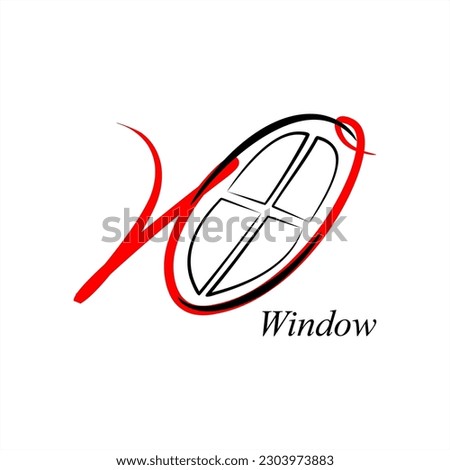 W - Window. ABC with objects. Series of letters A-Z. Images of objects. Minimalism. Beautiful letters. Line drawing. logo design initial W combine with object.