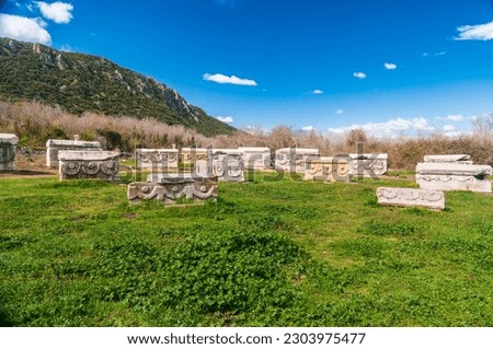 Part of Ephesus Ancient City, some temples, some sarcophagus, some sarcophagus carvings, beautiful pictures from 2500 years ago 