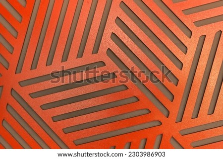 Pattern Red Orange Abstract Geometric Contemporary Interior Wall Design Architecture Decoration Texture Background.