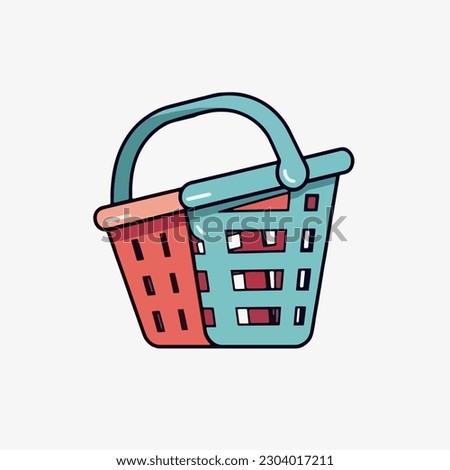 Enhance Your E-commerce Experience with Cartoon Vector Illustration, Stylish Shopping Basket Icon