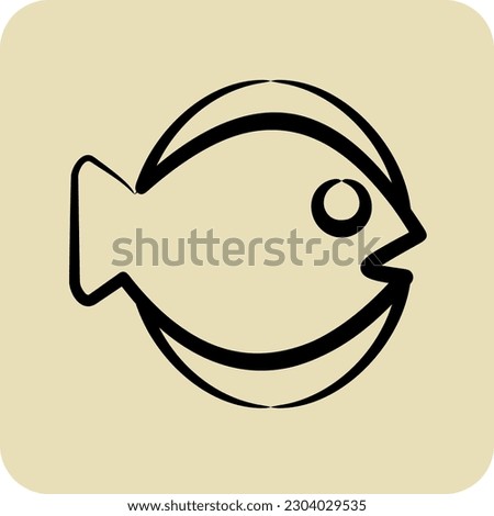 Icon Flat Fish. suitable for seafood symbol. hand drawn style. simple design editable. design template