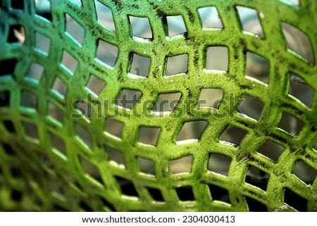 Wavy Green Metal Grid Sculpture