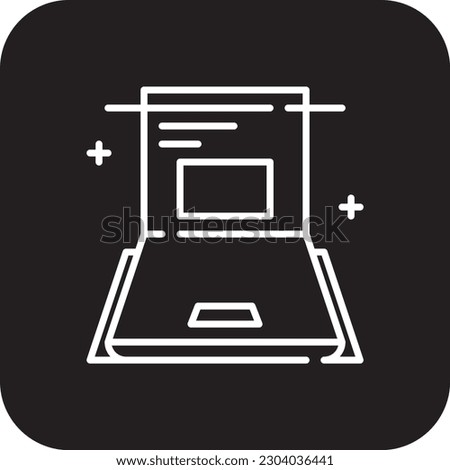 Laptop Business and office icon with black filled line style. computer, device, pc, screen, electronic, display, media. Vector illustration