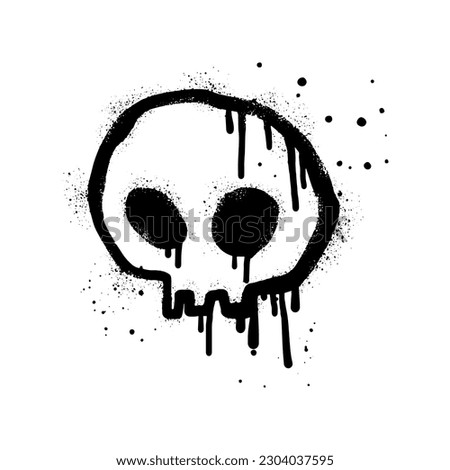 Spray painted graffiti skull in black over white. Skull head symbol. isolated on white background. vector illustration