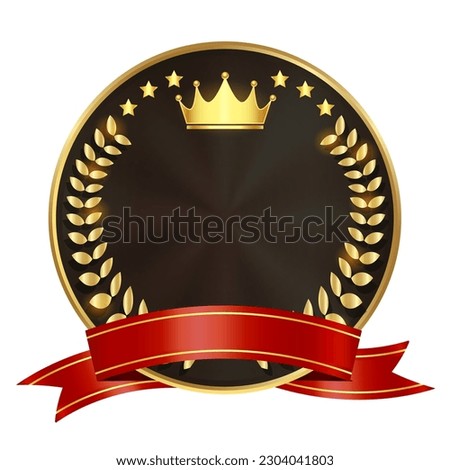 medal ribbon gold laurel icon