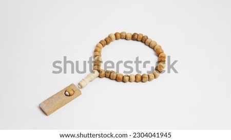 Wooden beaded  isolated on white background