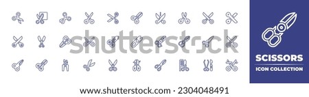 Scissors line icon collection. Editable stroke. Vector illustration. Containing scissors, scissor, comb, surgery tools, sterilization.