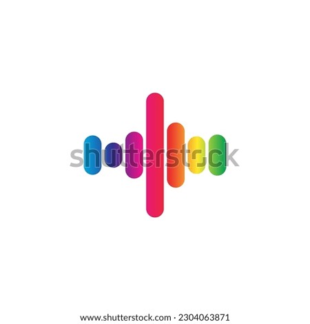 Sound wave vector icon template. Audio colorful wave logo