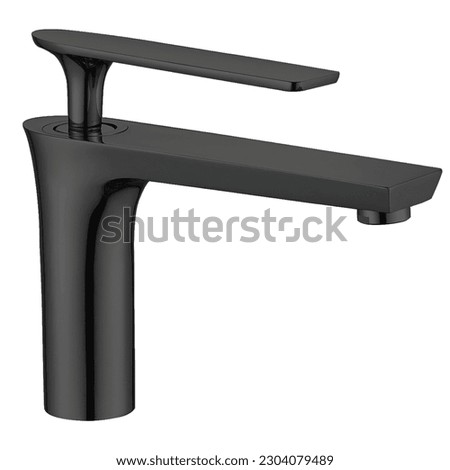 Black Faucets on Isolated White Background. Black Water Tap