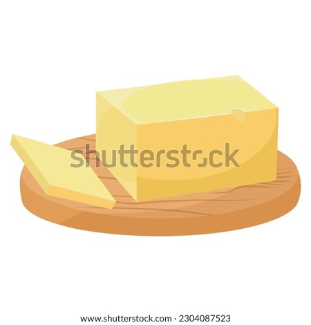 Vector cartoon image of dairy products. Butter. The concept of a healthy lifestyle and cooking. An element for your design. Royalty-Free Stock Photo #2304087523
