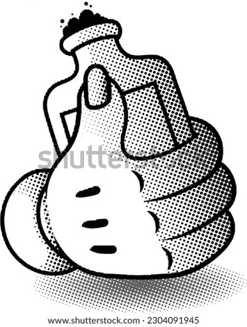 Hand With Poison Vector with Retro Halftone Effect can change the color of the objects, line, and The Halftone.