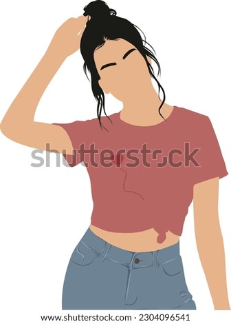 minimalist girl in messy bun silhouette illustration