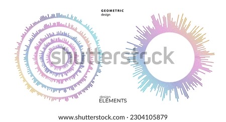 Set Color equalizer isolated on white background. Vector illustration. Pulse music player. Audio wave logo. Vector design element Poster sound wave template visualization signal Illustration eps 10 Royalty-Free Stock Photo #2304105879