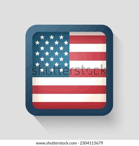 american flag isolated on white and blue icon