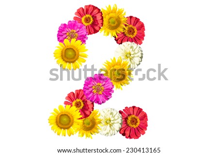 number 2 made from flowers, arabic numeral